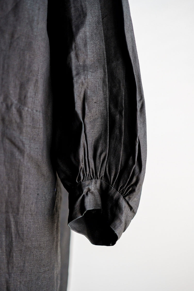 [ต้น 20 C] ผ้าลินินสีดำสีดำโบราณของฝรั่งเศส Smock Type "Biaude" "Dead Stock"