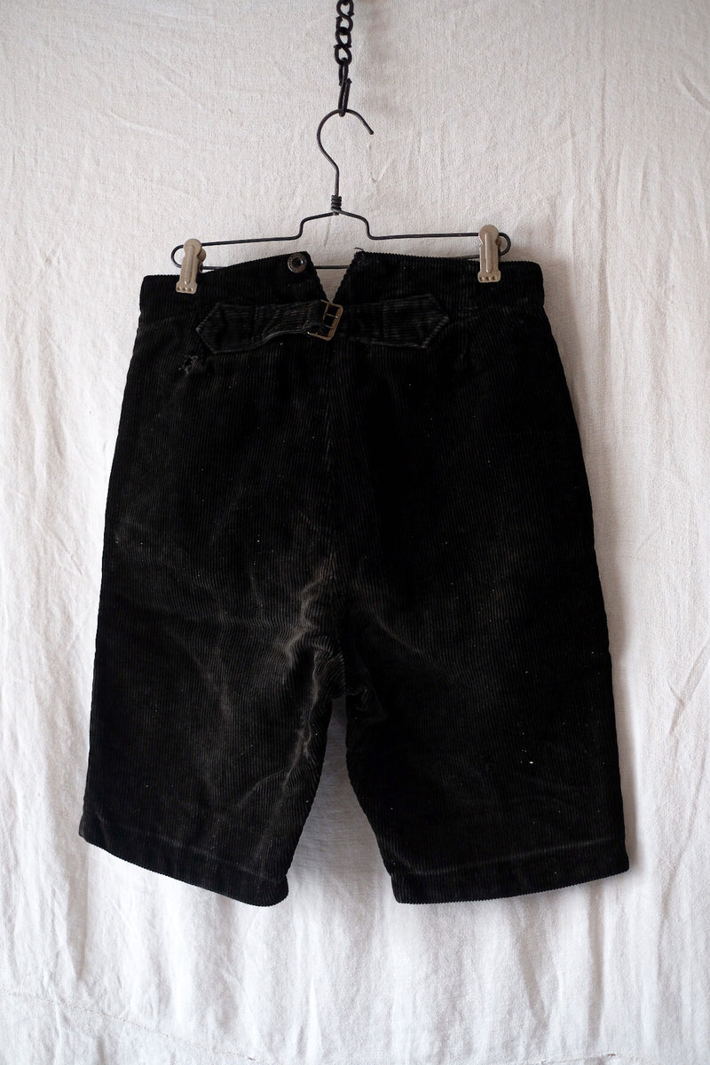 【~40's】French Vintage "Le Mont St. Michel" Black Corduroy Work Shorts
