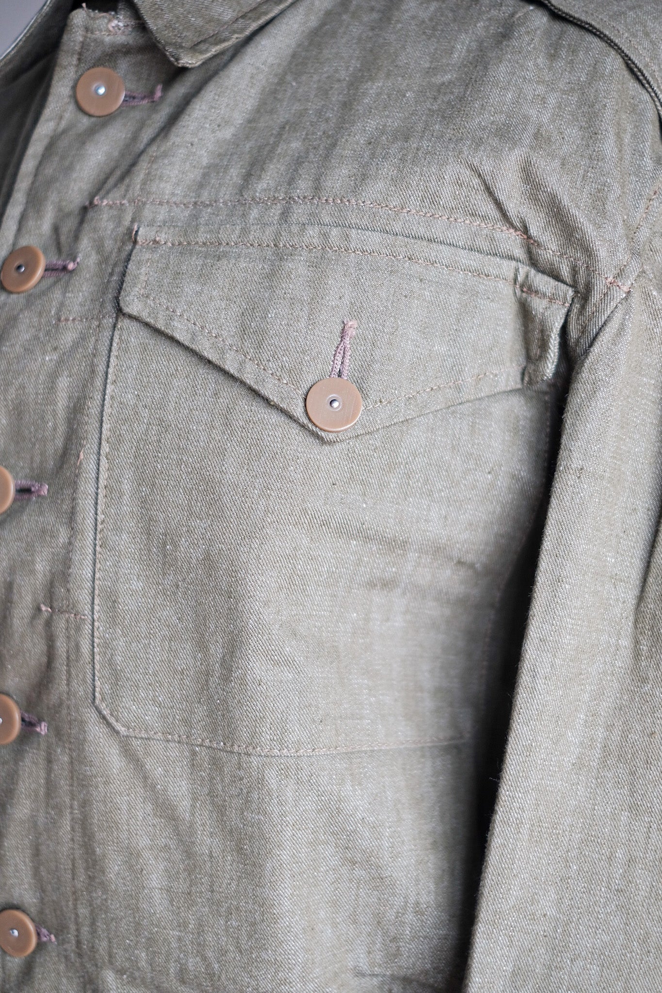 【~50's】British Army Green Denim Battle Dress Jacket Size.7 "Dead Stock"