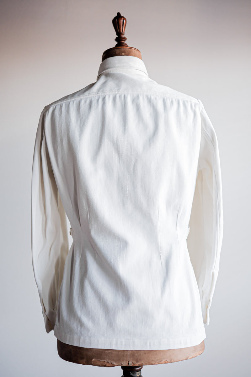 【~30's】French Vintage White Cotton Twill Colonial Jacket