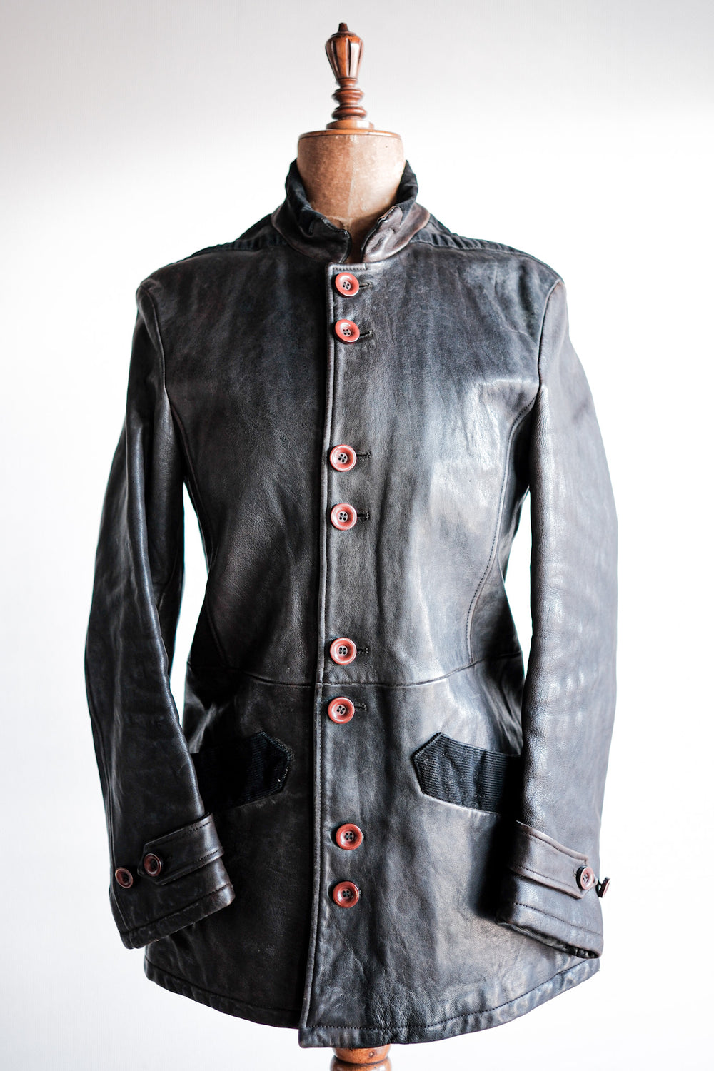 ［~90's］Old EMPORIO ARMANI Stand Collar Leather Jacket Size.48