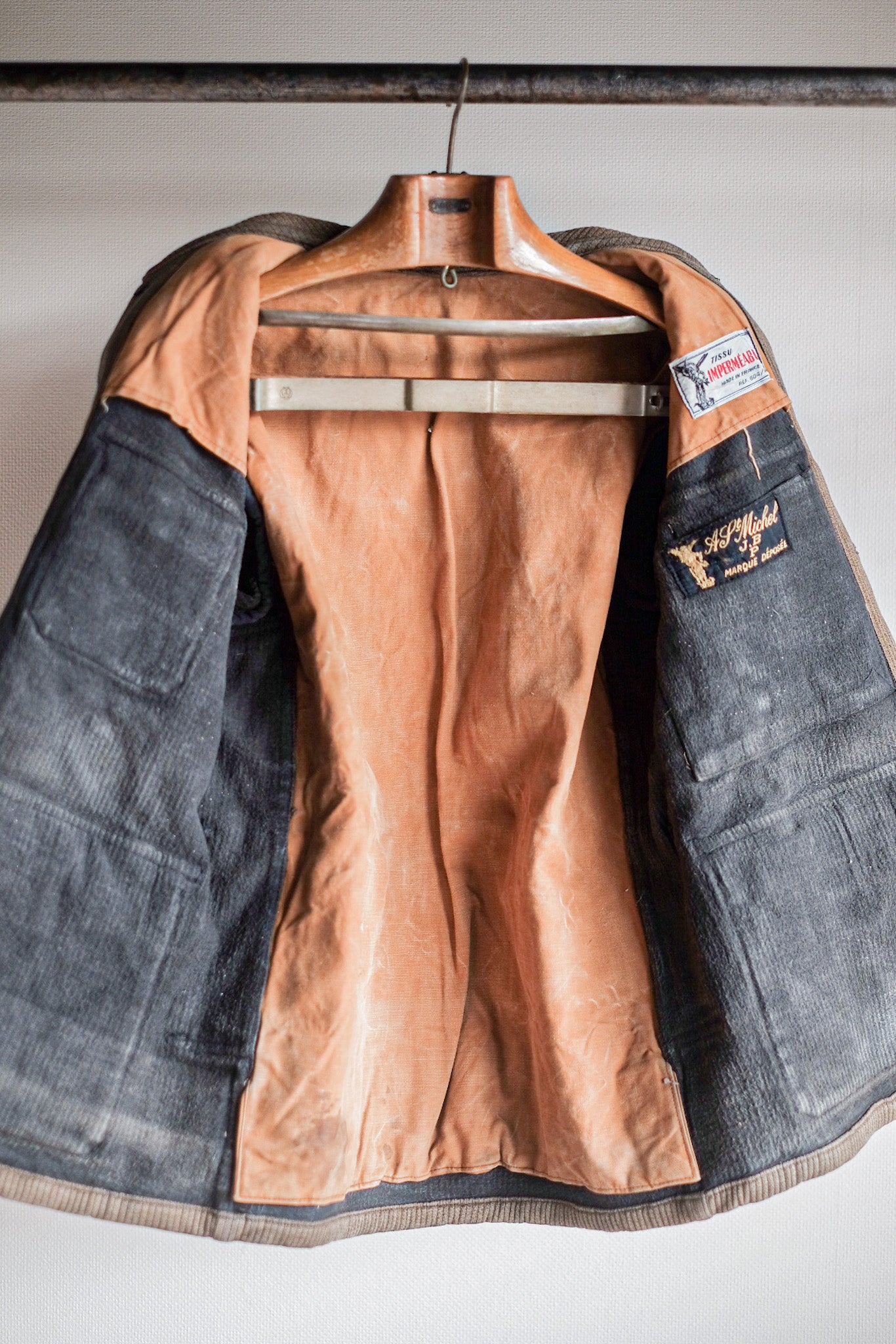 ［~40's］French Vintage Brown Salt & Pepper Cotton Pique Hunting Jacket