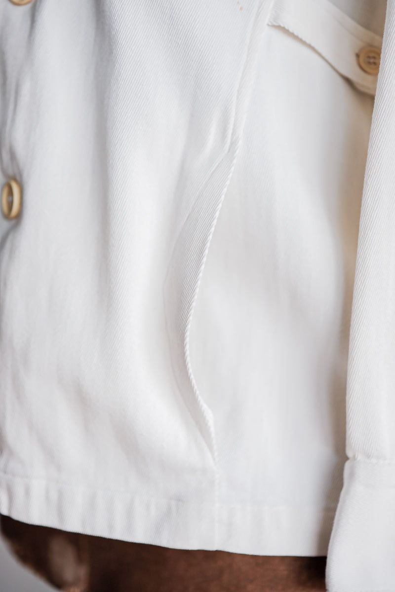 【~30's】French Vintage White Cotton Twill Colonial Jacket
