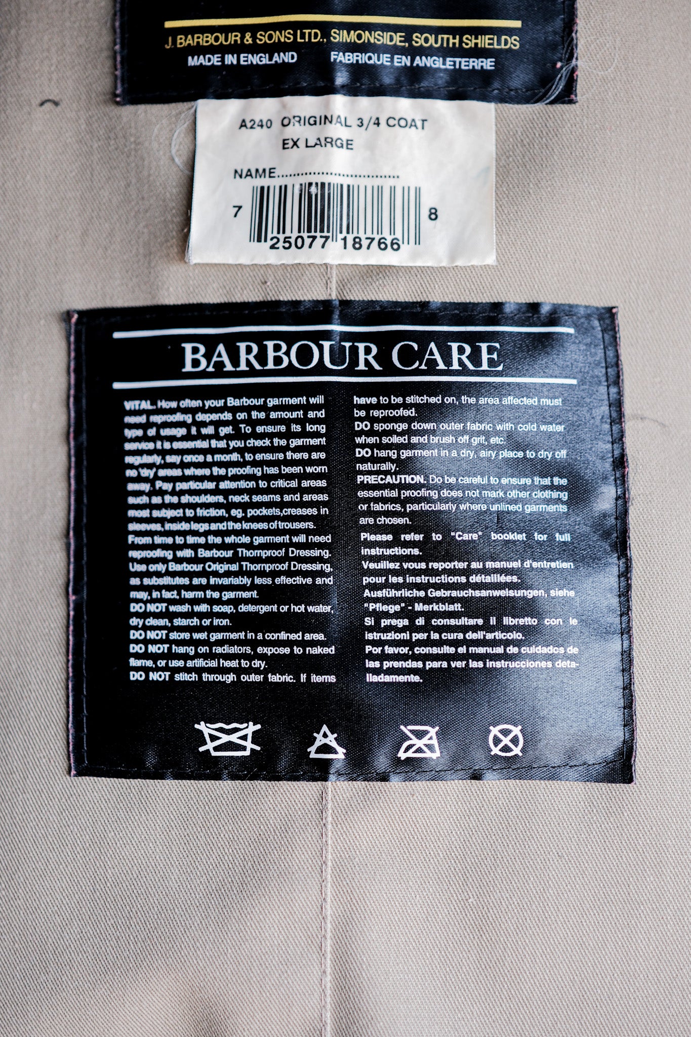 ［~90's］Vintage Barbour "ORIGINAL 3/4 COAT" 3 Crest Size.EX LARGE