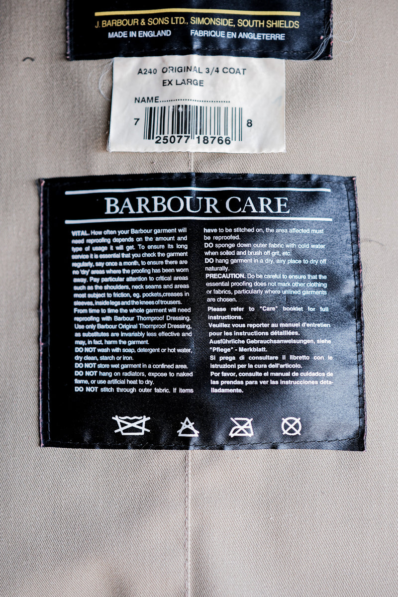 [~ 90's] Barbour Vintage "Original 3/4 Coat" 3 Crest Six Large