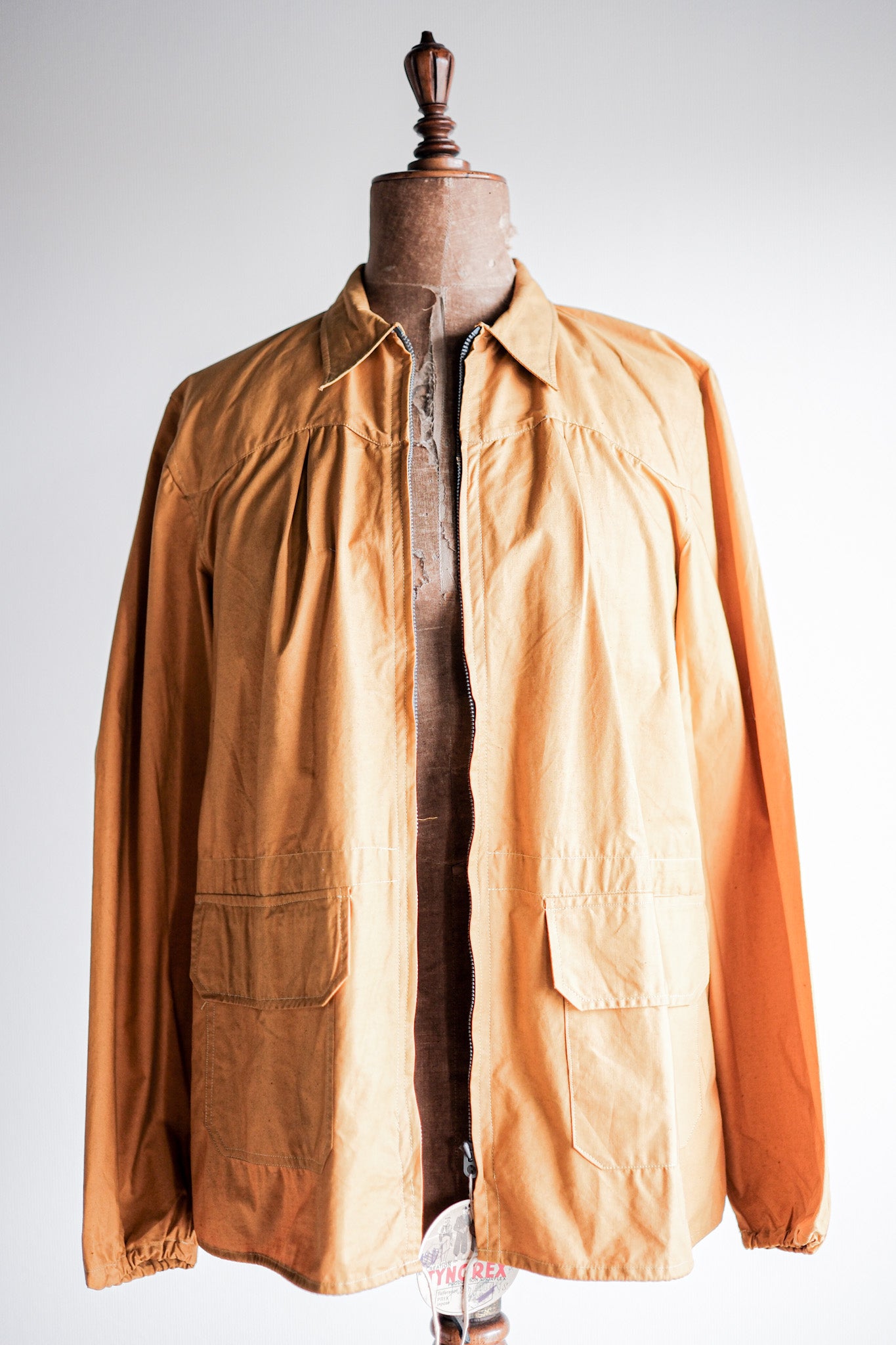 [~ 40 '] 프랑스 빈티지 옐로우 코튼 재킷 "데드 스톡"