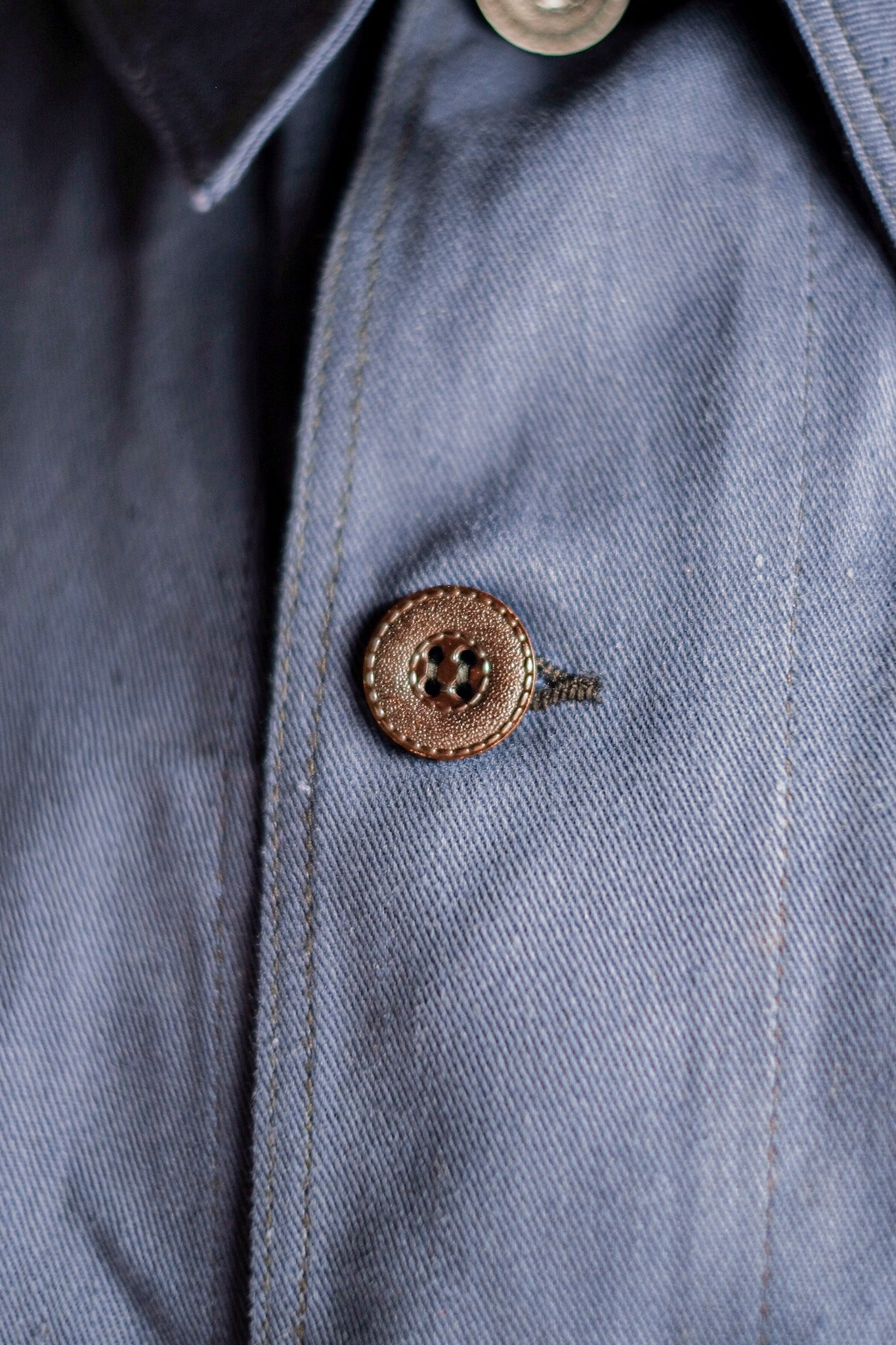 【~50's】French Vintage Blue Cotton Twill Work Jacket "Dead Stock"
