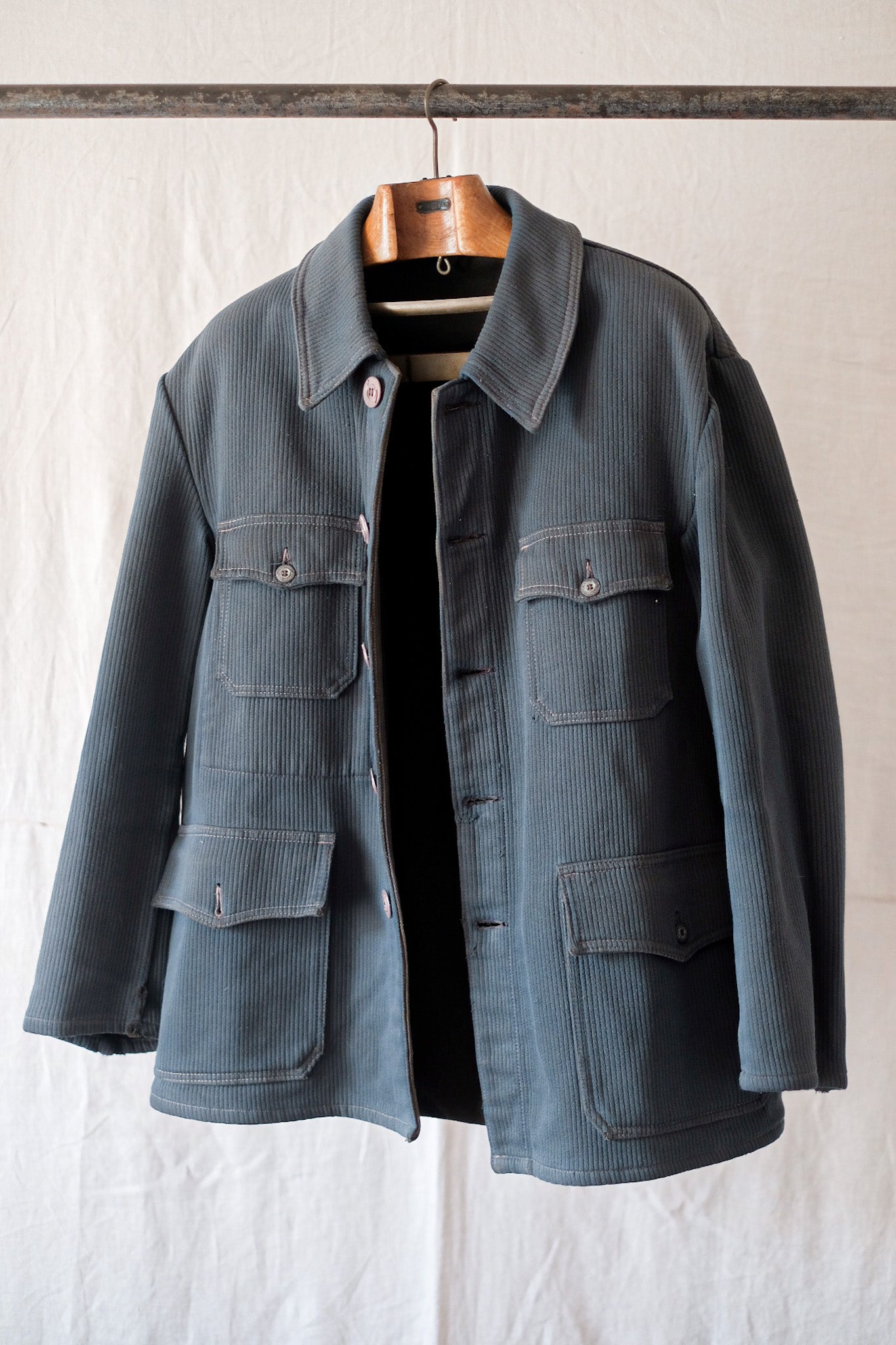 [~ 50 년대] 프랑스 빈티지 코튼 피크 사냥 재킷