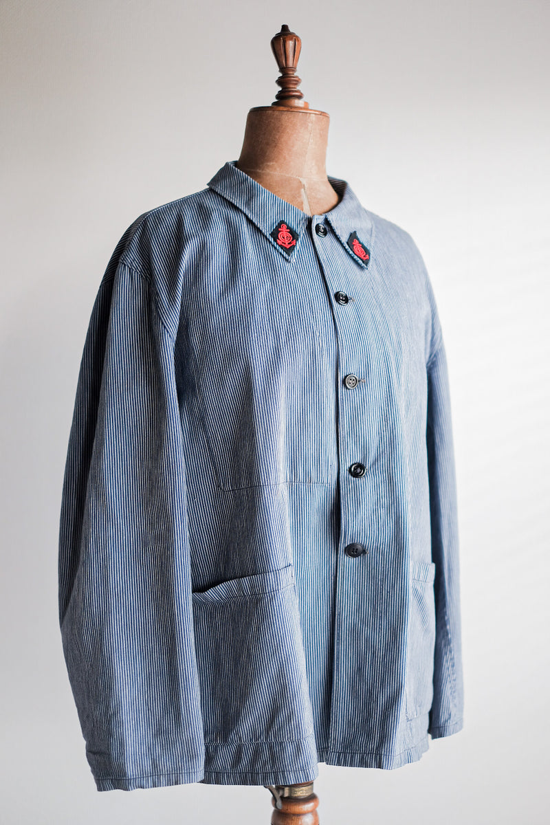 [~ 50's] แจ็คเก็ตลายผ้าฝ้ายวินเทจฝรั่งเศส "CGT"