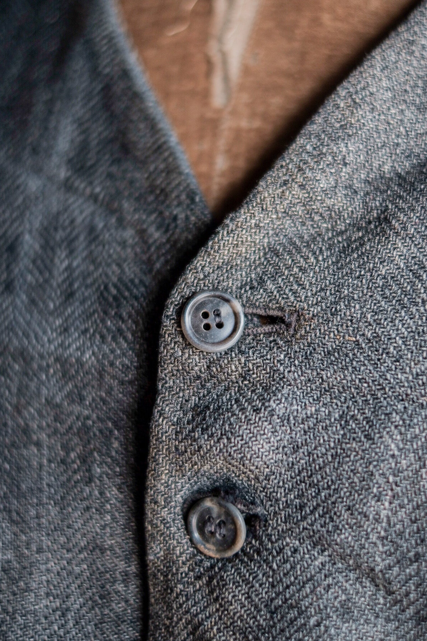 ［~40's］French Vintage Gray Wool Work Gilet