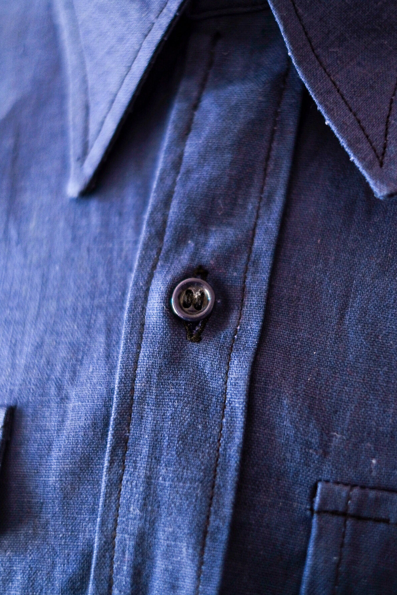 [〜40年代]法國復古靛藍梅蒂斯短袖爺爺襯衫“死股”