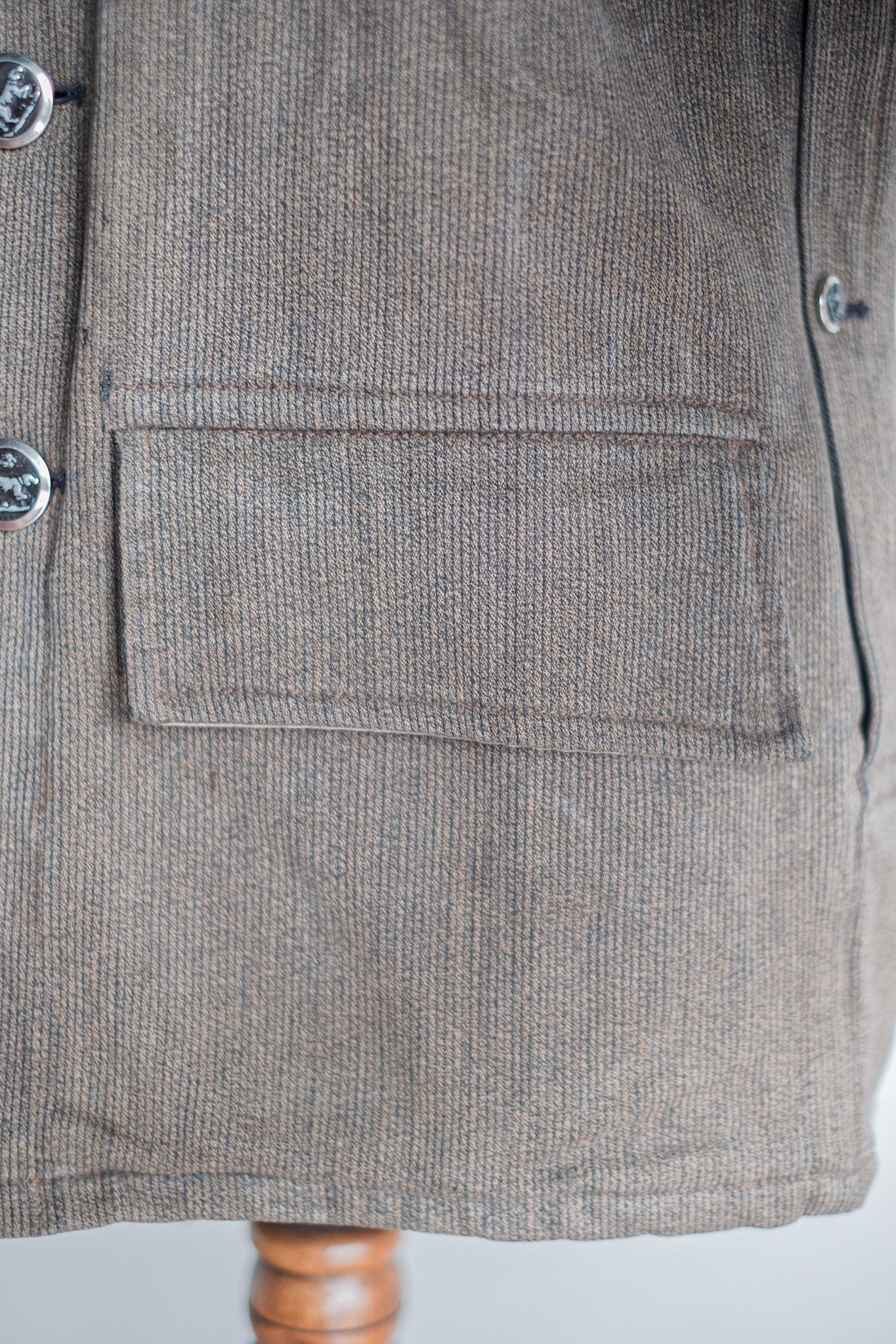 ［~60's］French Vintage Brown Salt & Pepper Cotton Pique Hunting Jacket
