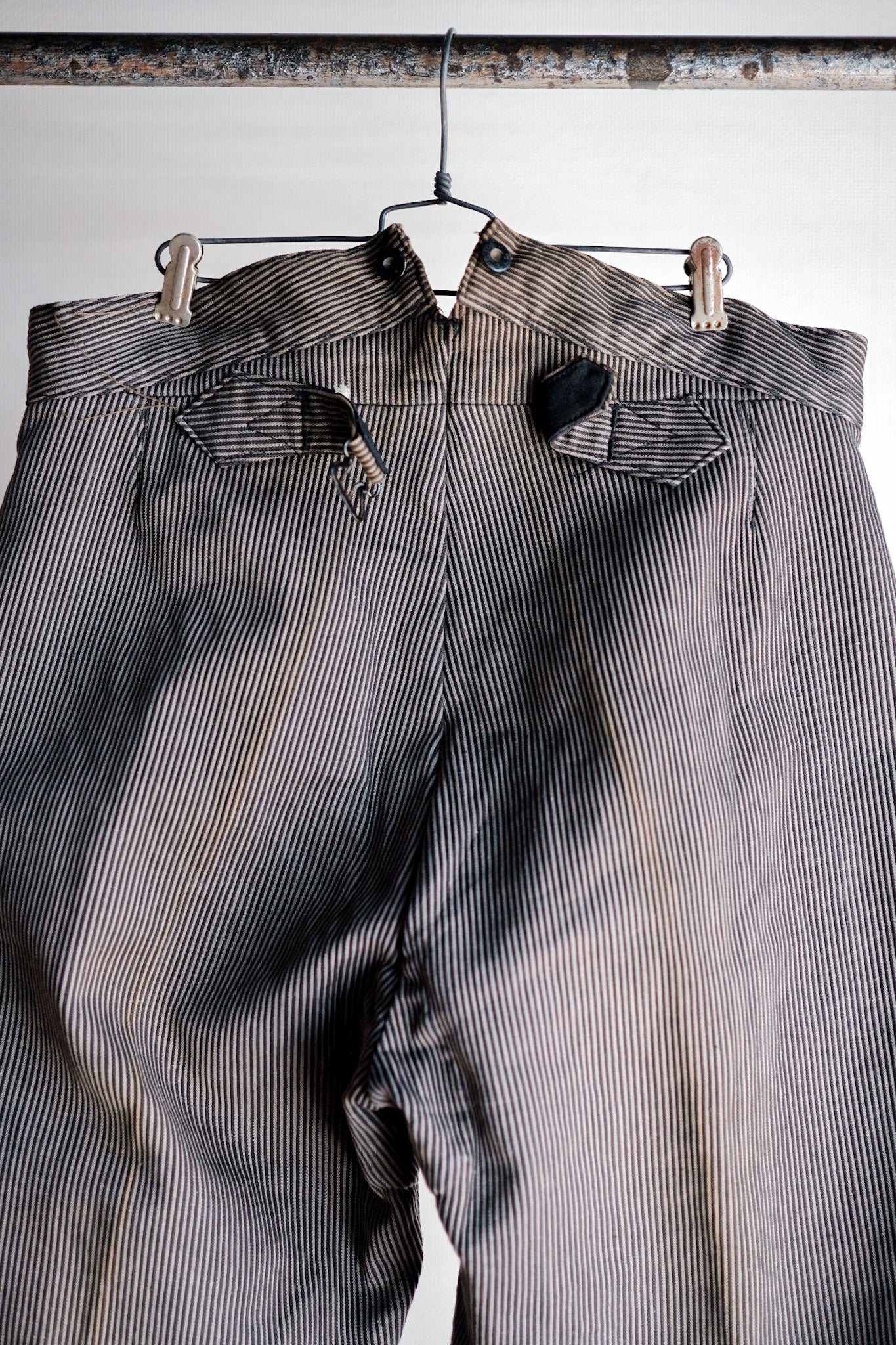 ［~30's］French Vintage Cotton Pique Striped Work Pants "Dead Stock"