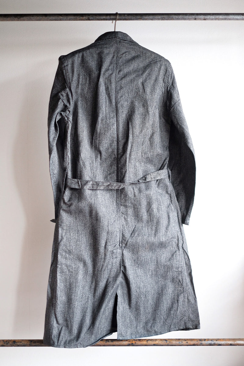 [~ 40's] French Vintage Black Chambray Atelier Coat "Dead Stock"