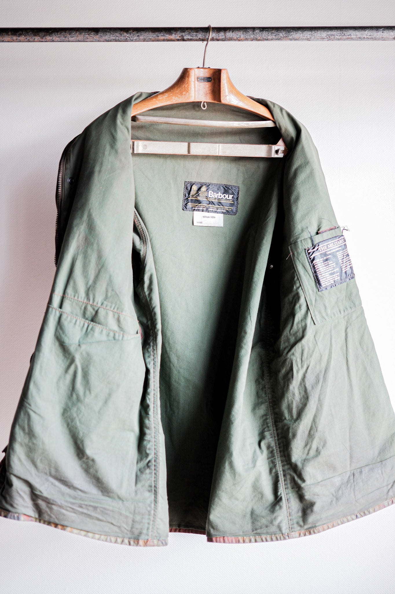【~80's】Vintage Barbour DPM Camouflage Waxed Jacket “THE MILITARY" “2nd Model” 2 Crest Size.42