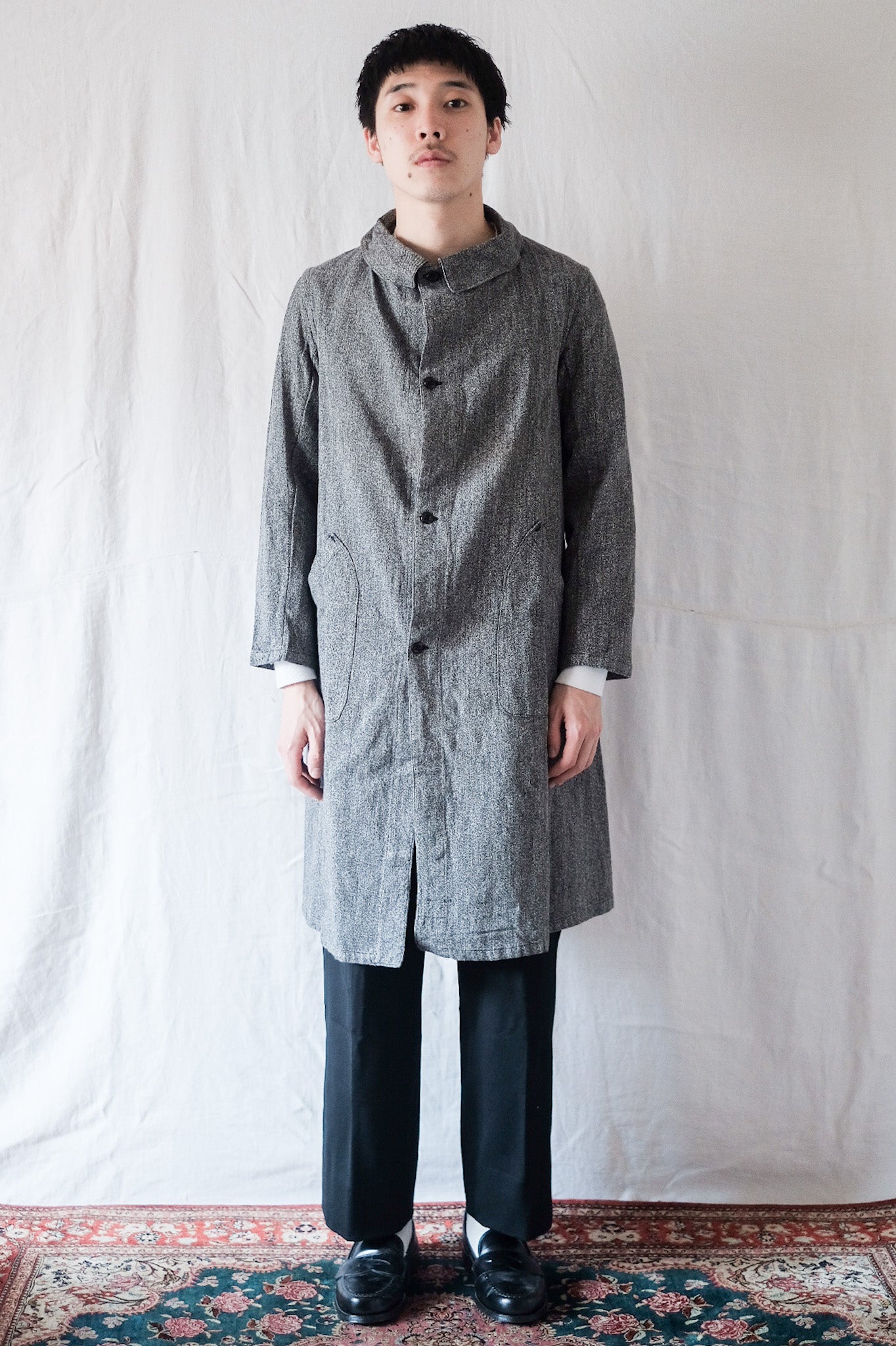 [~ 40's] French Vintage Black Chambray Work Coat