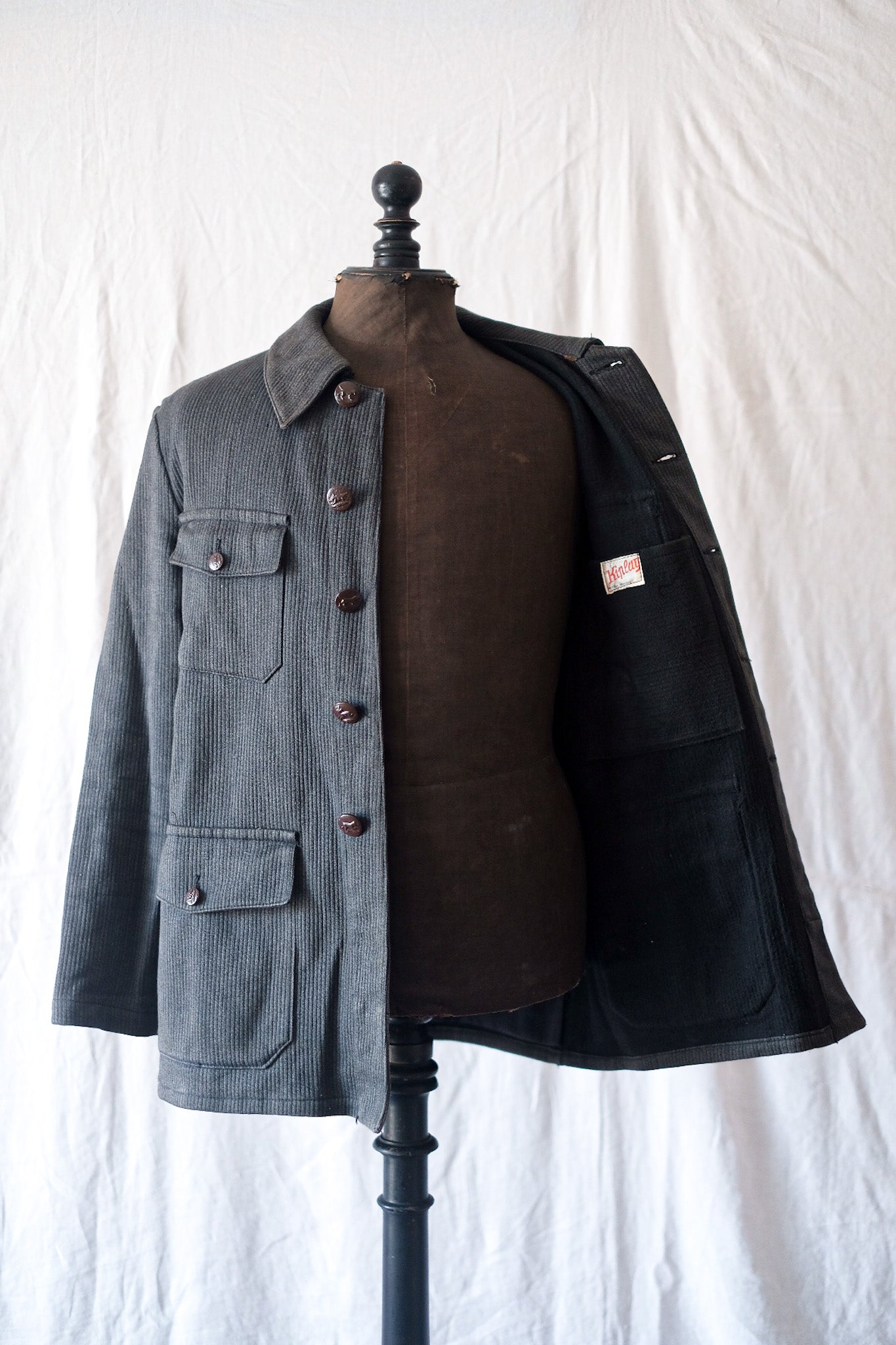 [~ 50's] French Vintage Gray Pique Hunting Jacket "Dead Stock"