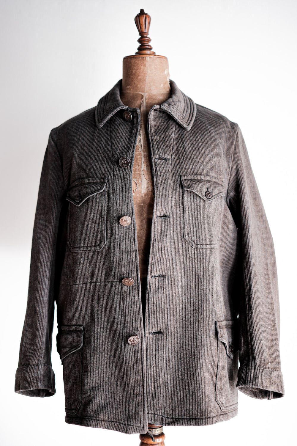 ［~40's］French Vintage Brown Salt & Pepper Cotton Pique Hunting Jacket