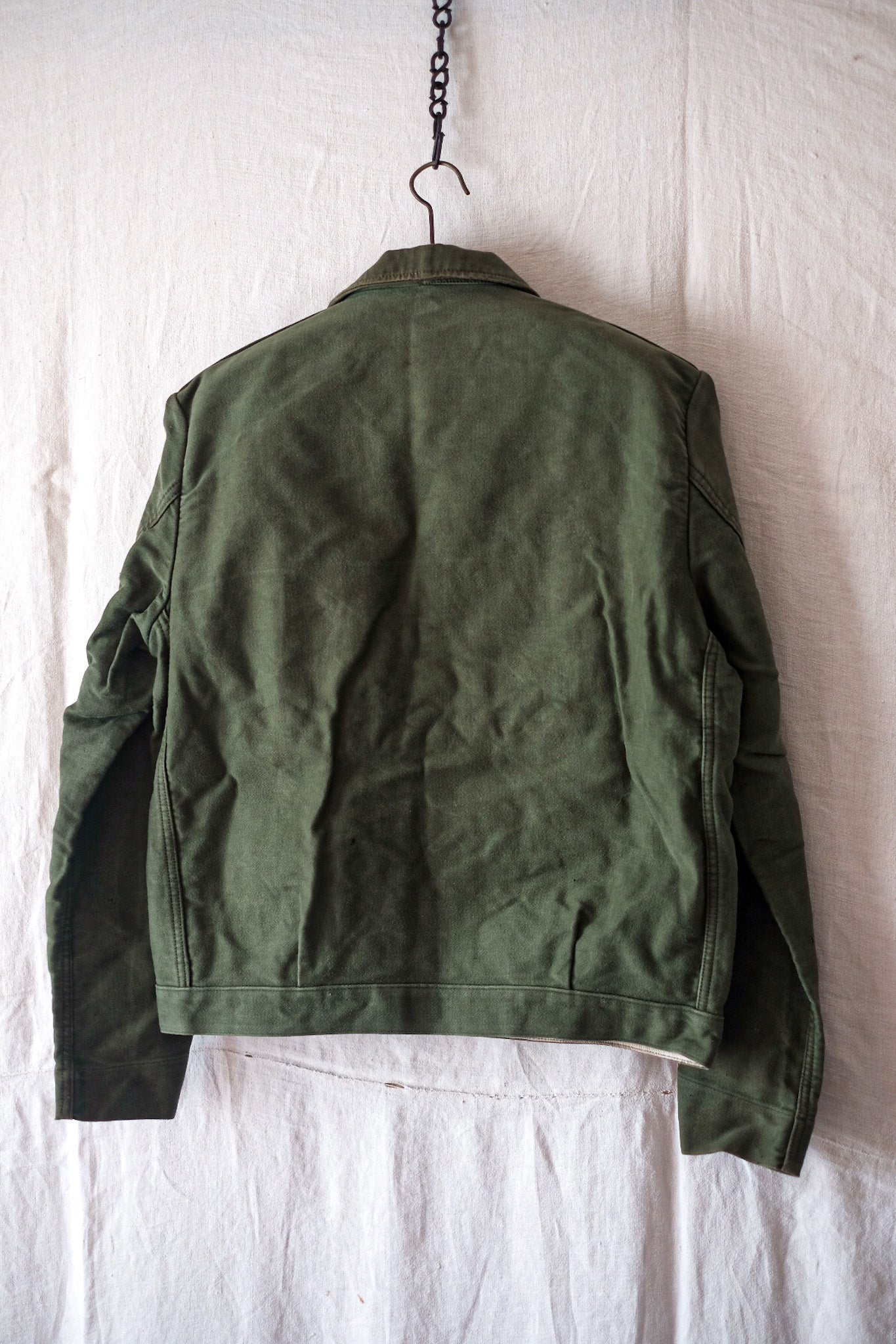 【~60's】French Vintage Green Moleskin Work Jacket
