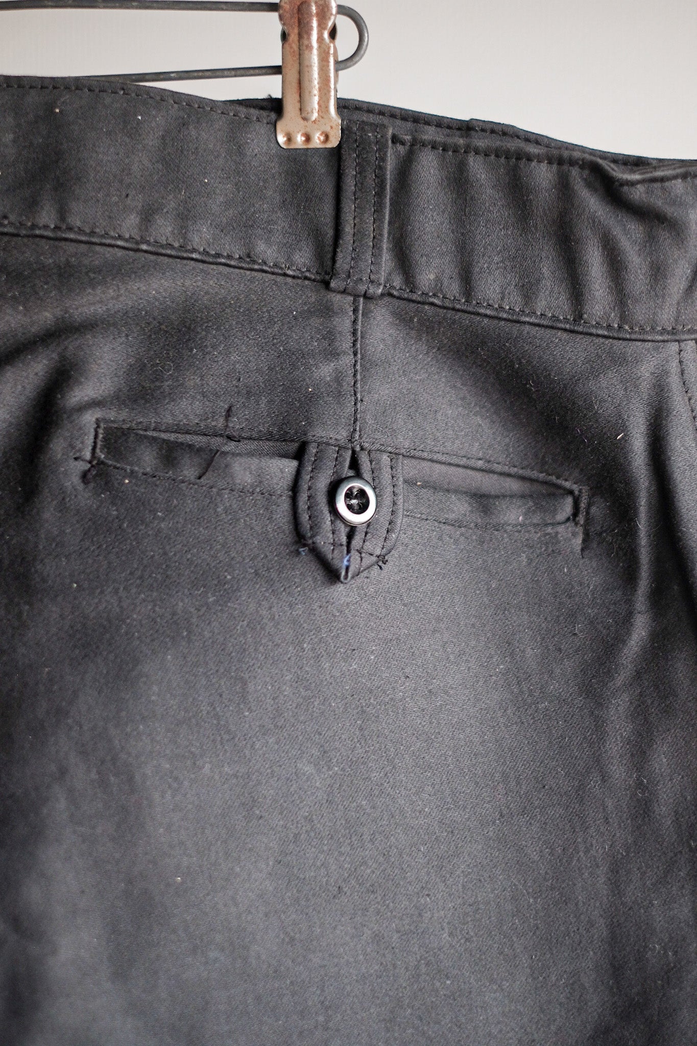 ［~40's］French Vintage Black Moleskin Work Pants "Adolphe Lafont" "Dead Stock"