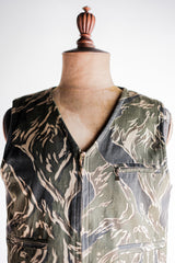 [~ 70's] American Vintage Tiger Stripe Camouflage เสื้อกั๊กย้อนกลับได้