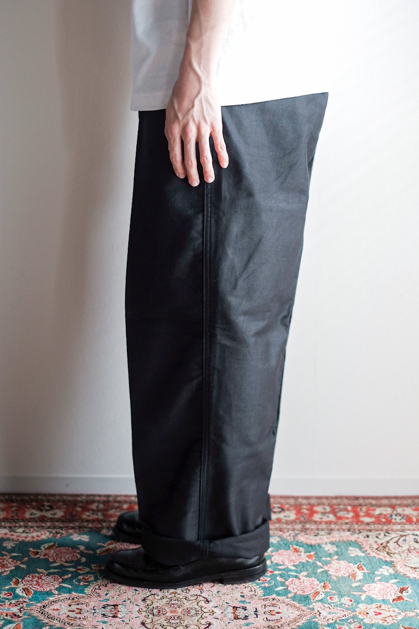 [~ 40's] Pantalon de travail de moleskin noirs vintage français "Adolphe Lafont" "Stock mort"