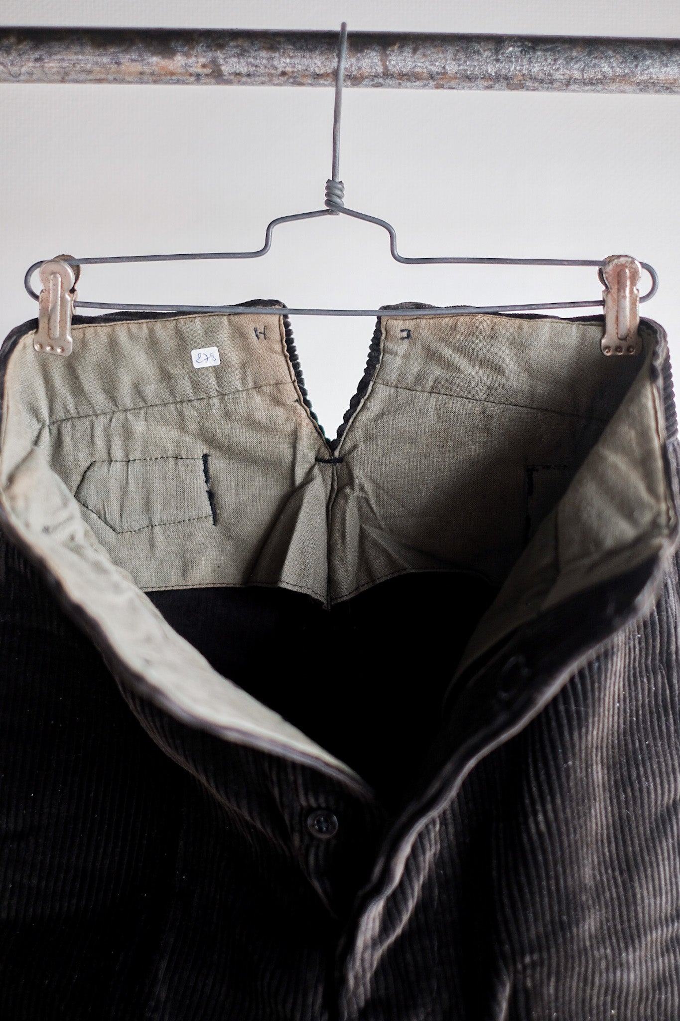 [~ 30's] French Vintage Dark Brown Corduroy Work Pants "Dead Stock"