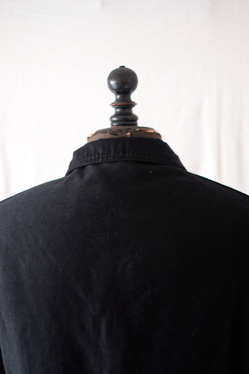 【~50's】French Vintage "Le Mont St. Michel" Black Moleskin Work Jacket