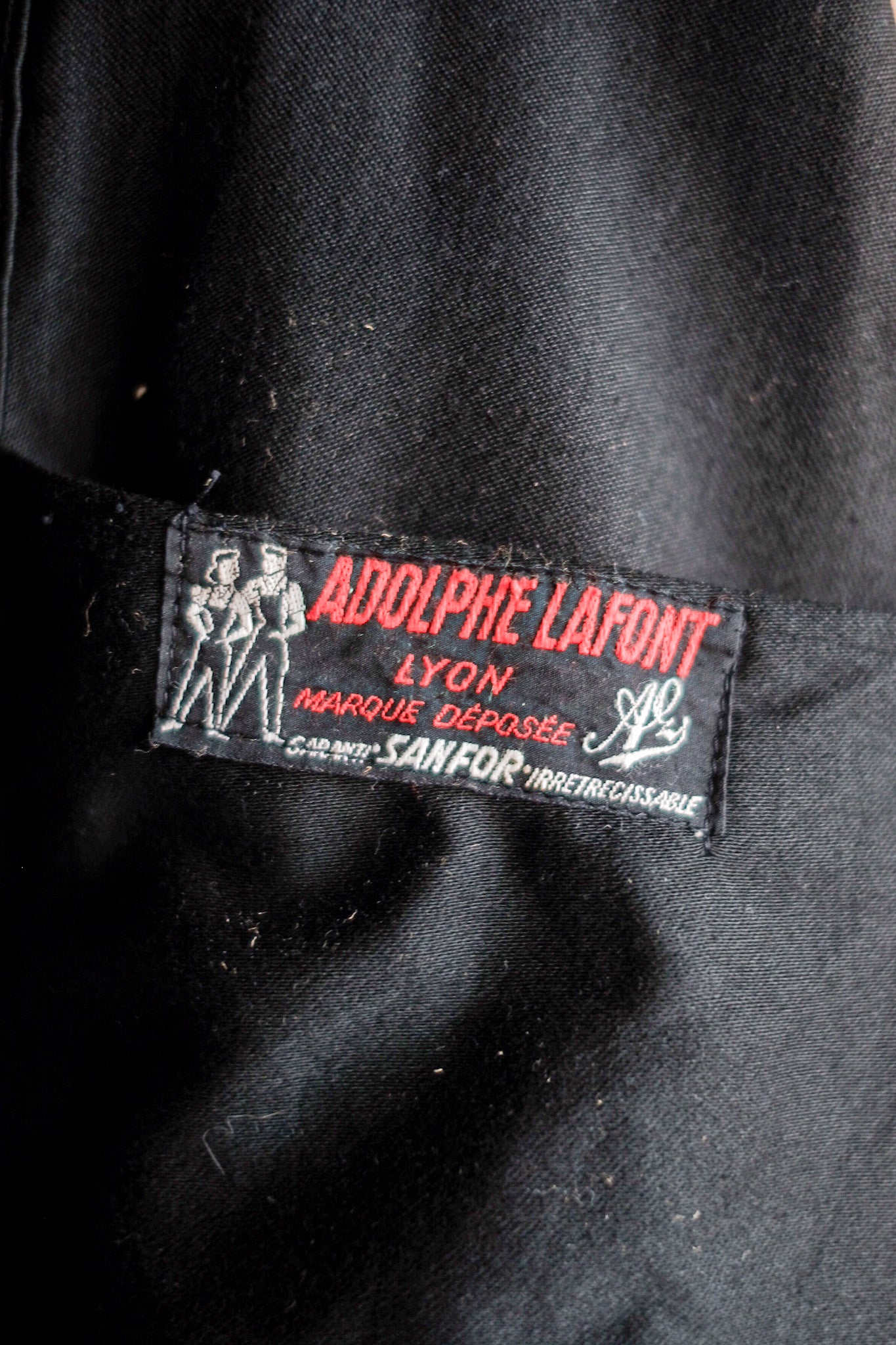 【~50's】French Vintage Black Moleskin Work Jacket "Adolphe Lafont" "Dead Stock"