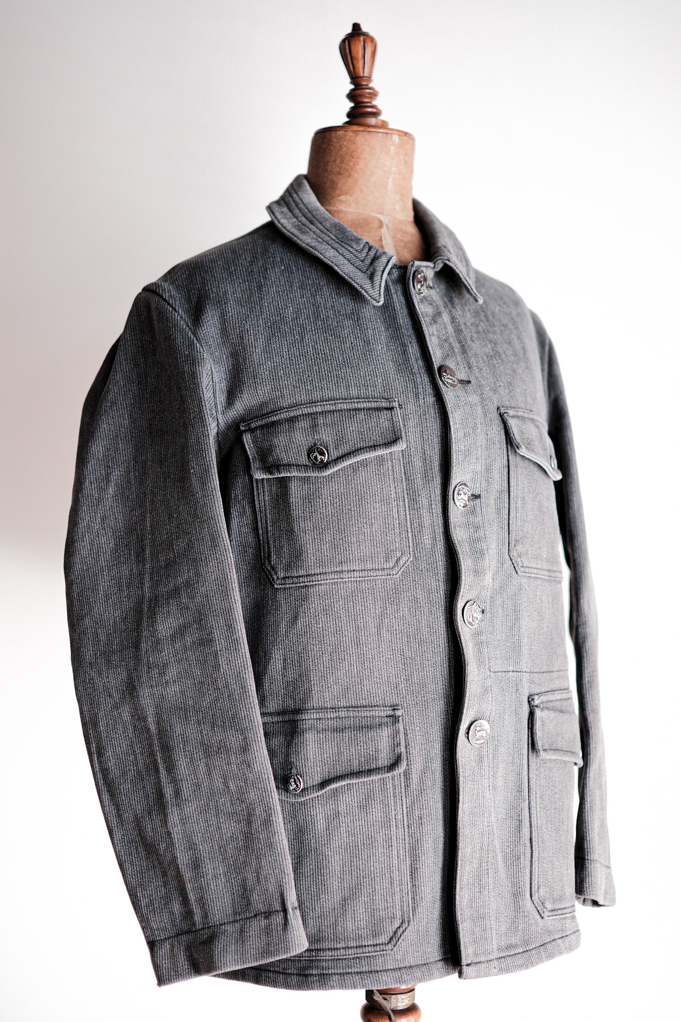 【~60's】French Vintage Gray Cotton Pique Hunting Jacket