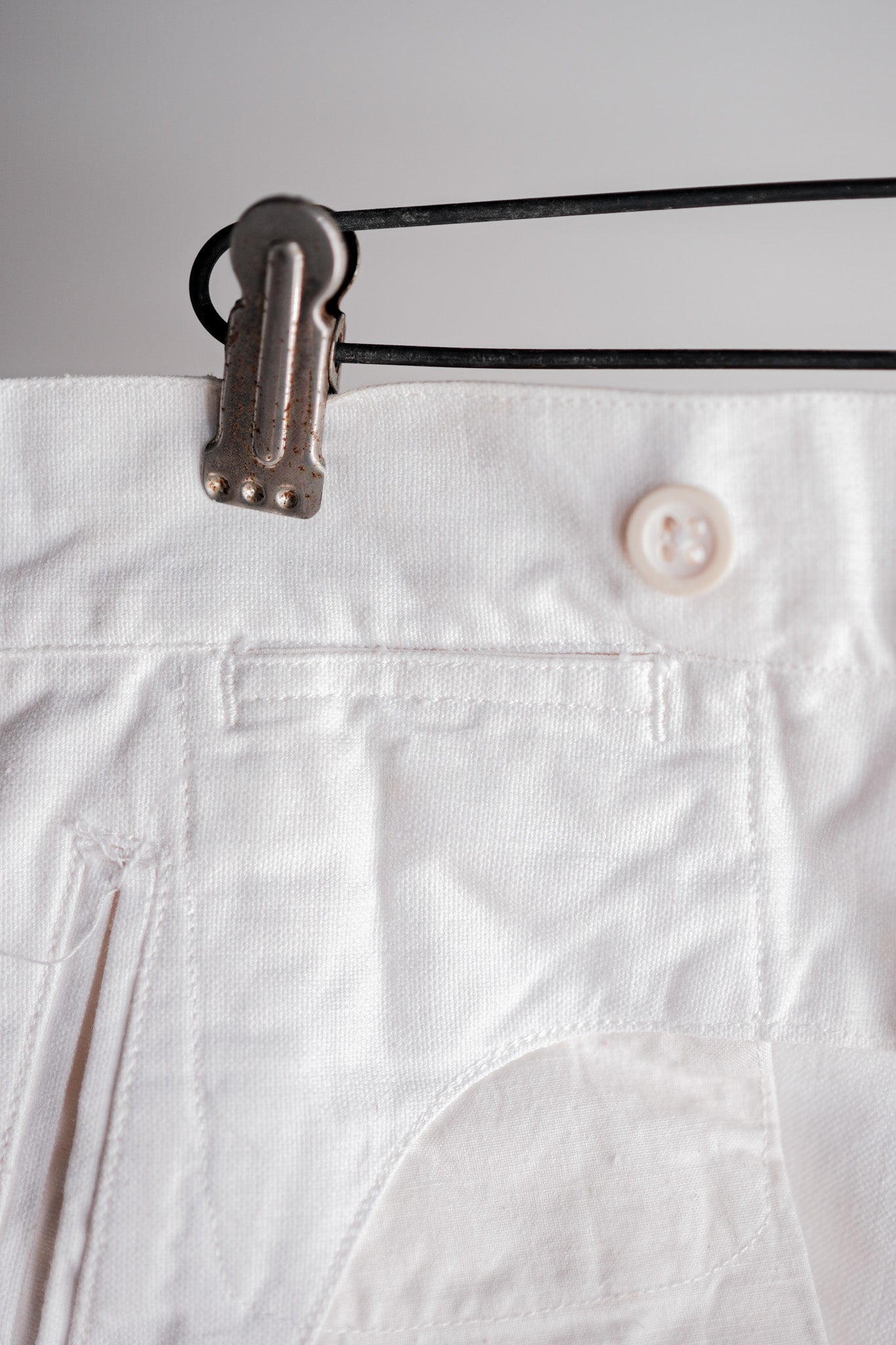 50's] French Navy White Linen Sailor Pants 