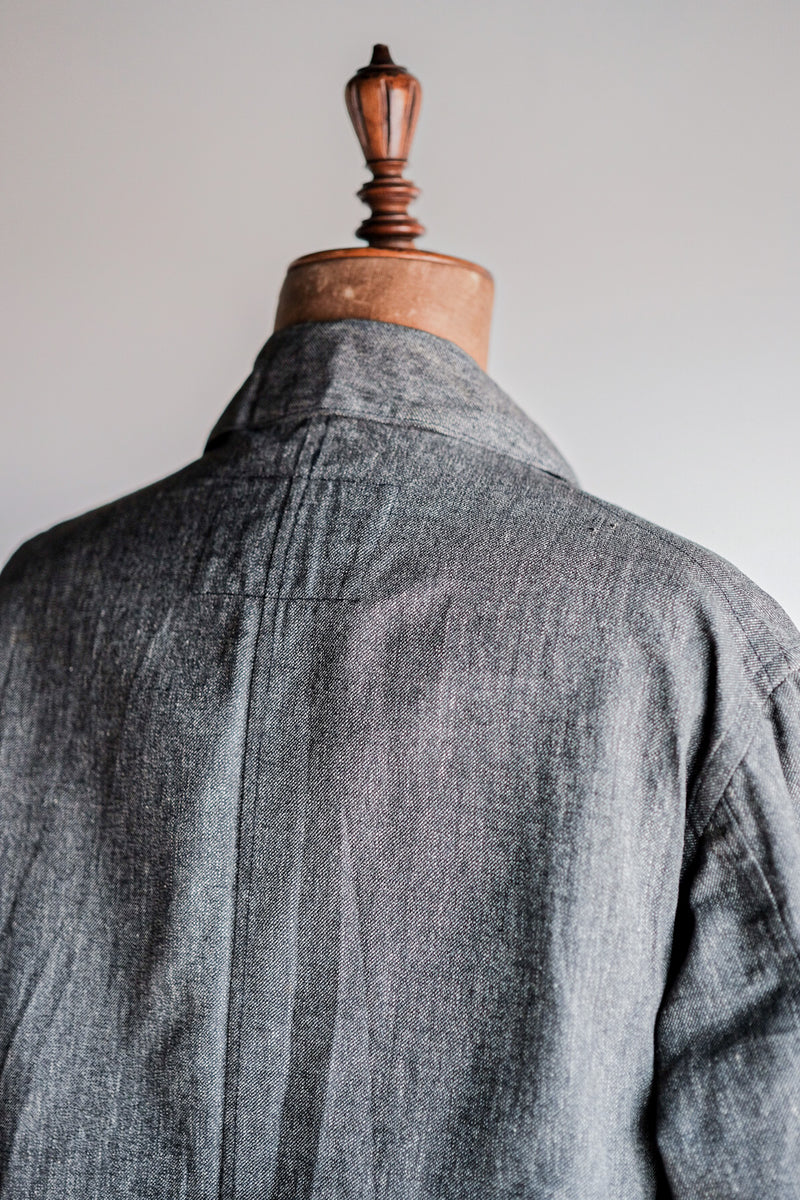 [~ 40's] French Vintage Black Chambray Atelier Coat "Dead Stock"