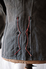 【~10's】French Vintage Black Linen HBT Fireman Jacket