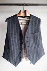 [~ 40's] French Vintage Grey Wool Striped Work Gilet