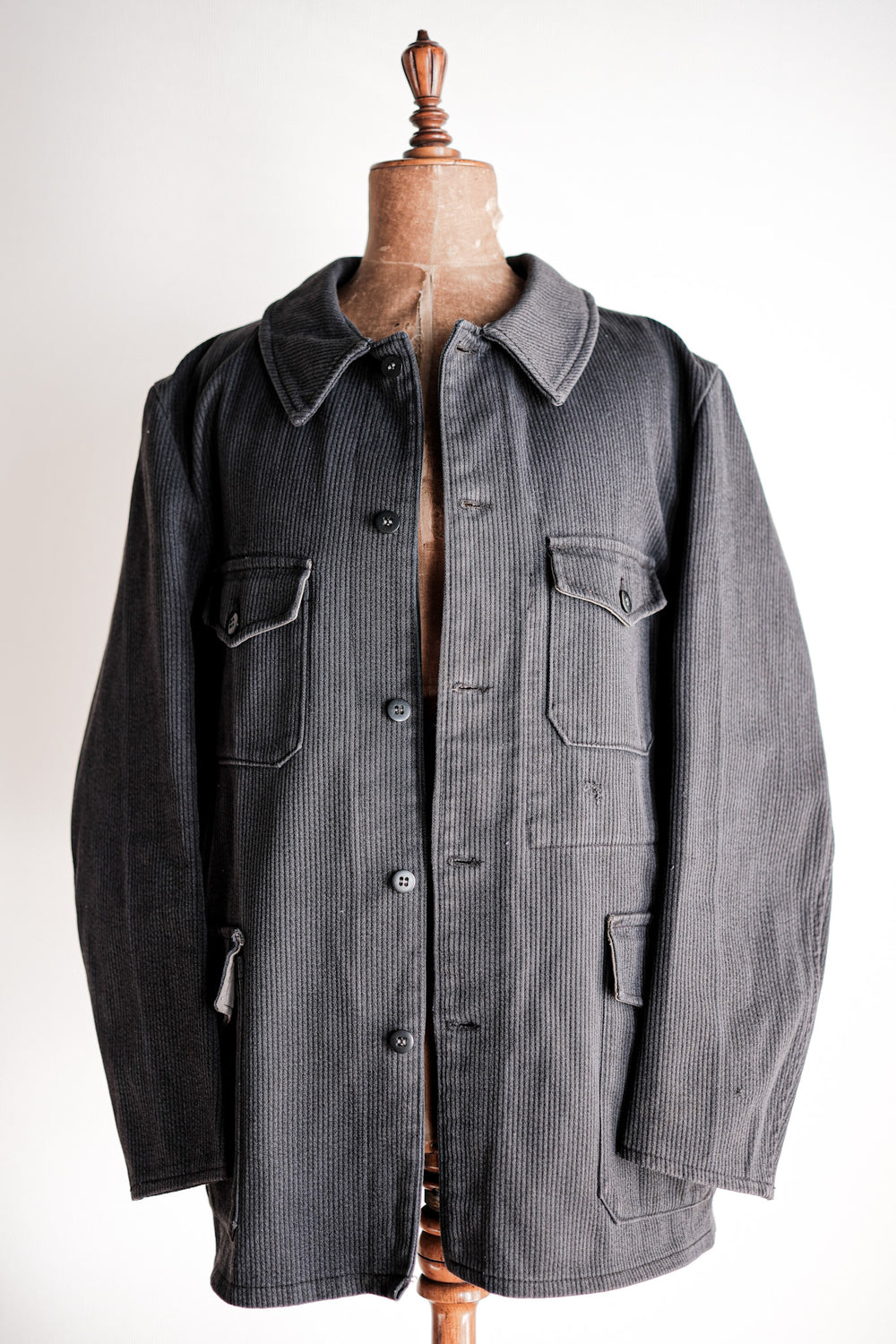 ［~60's］French Vintage Blue Gray Cotton Pique Hunting Jacket