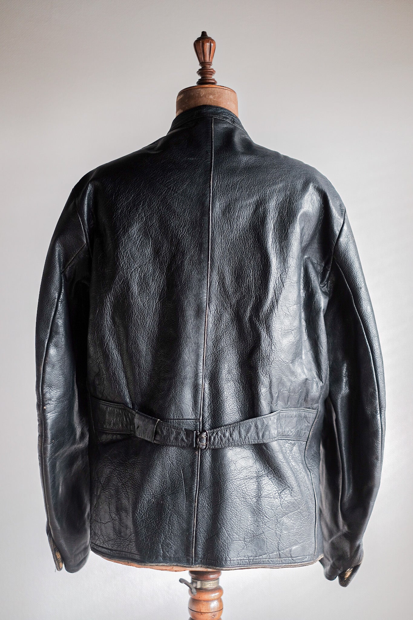 【~40's】Swedish Vintage Double Breasted Leather Jacket