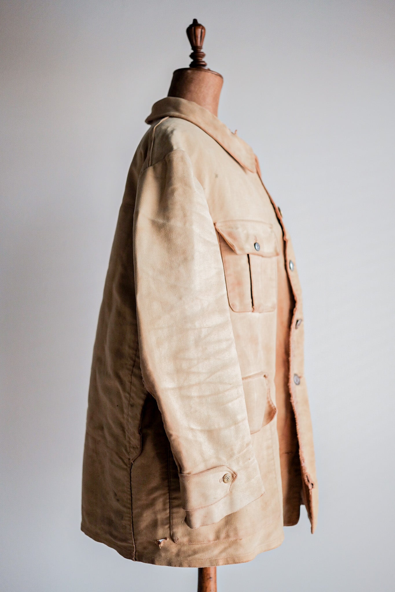 ［~30's］French Vintage Moleskin Hunting Jacket With Chin Strap