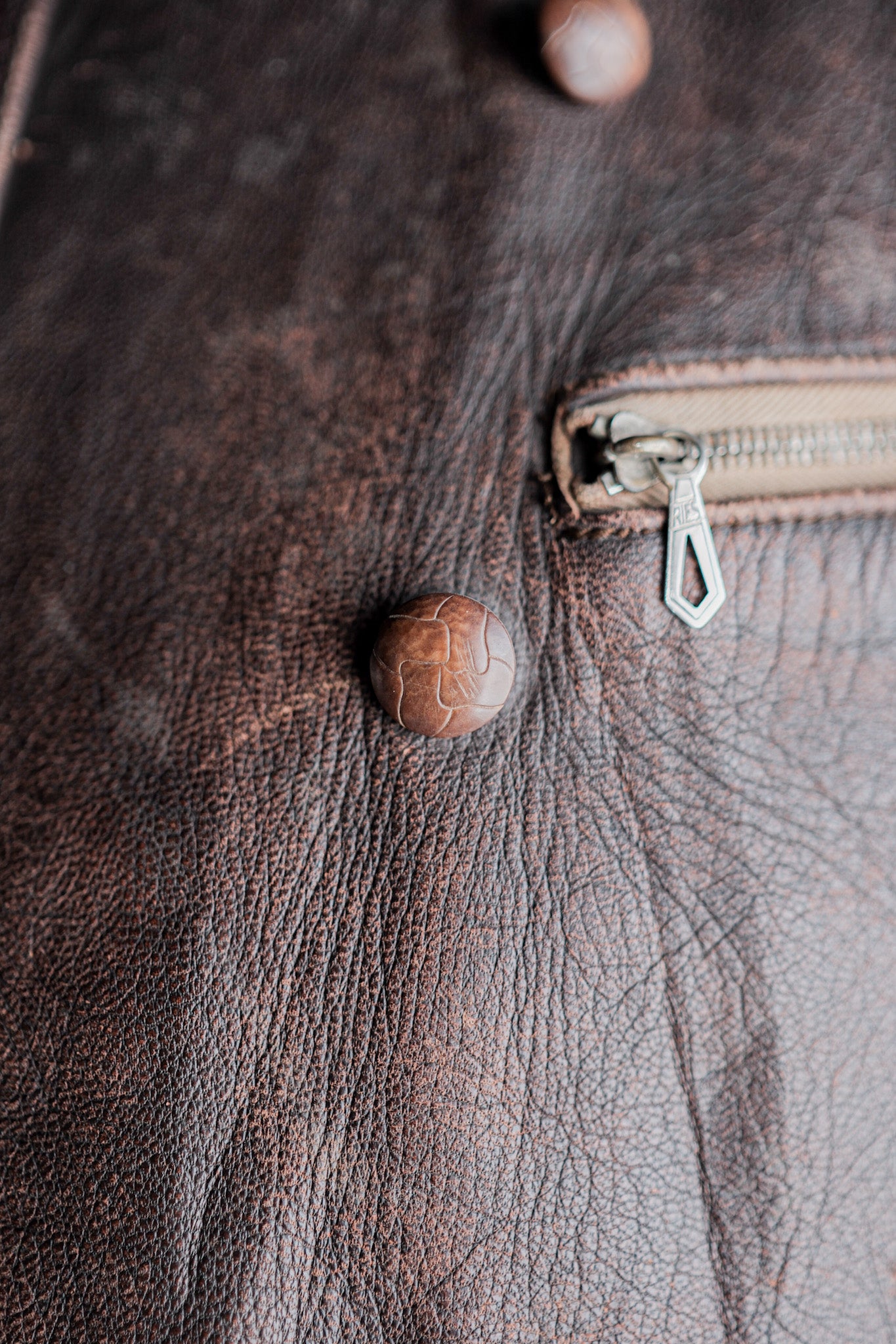 【~30's】German Vintage Double Breasted Motorcycle Leather Jacket