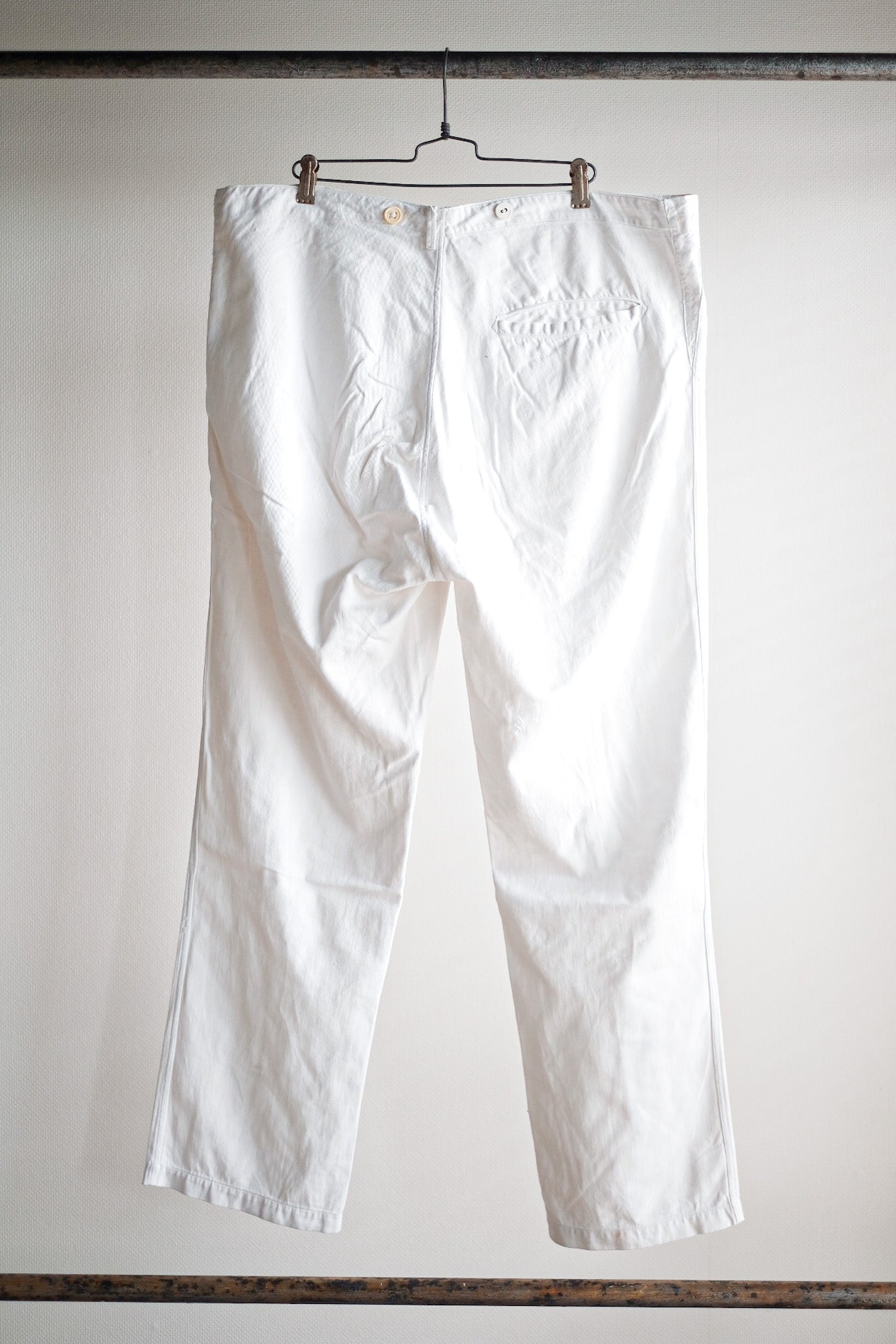 【~40's】German Vintage White Cotton Work Pants
