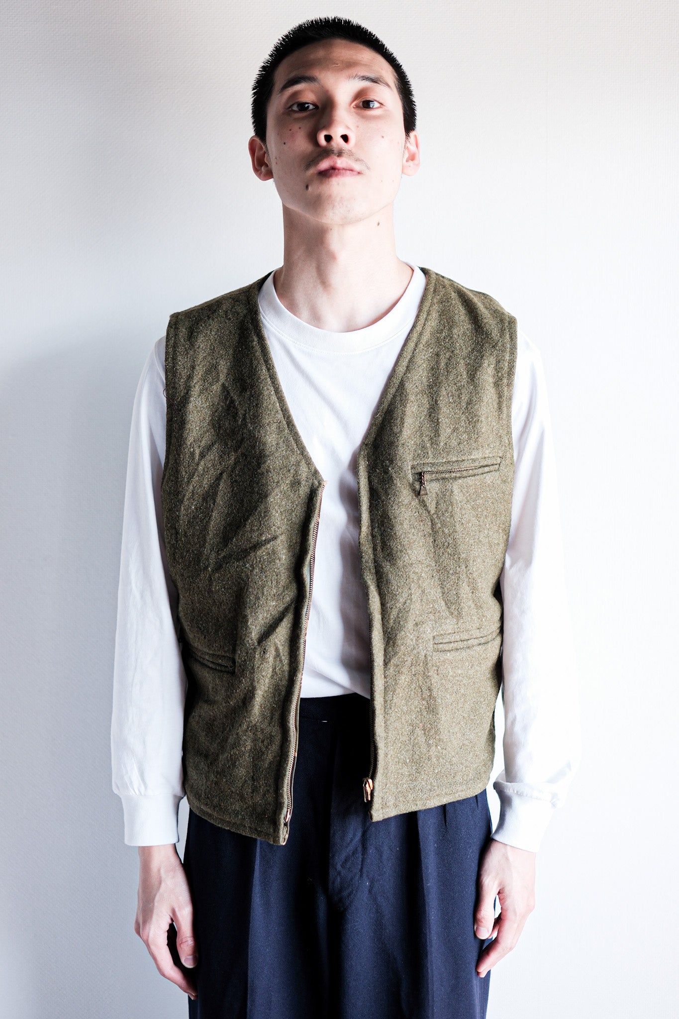 【~70's】American Vintage Tiger Stripe Camouflage Reversible Vest