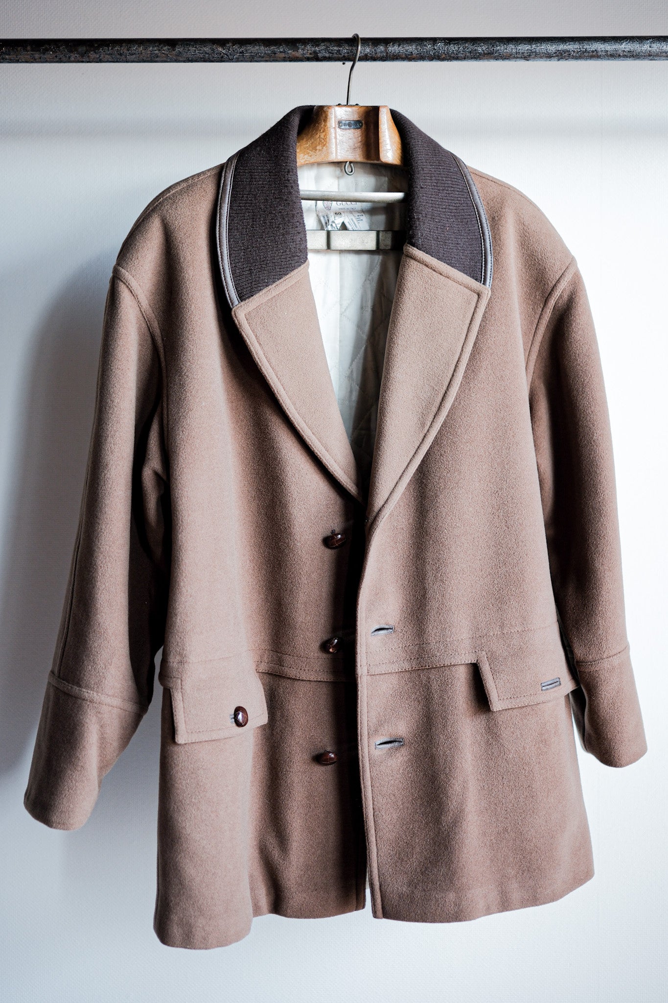 【~80's】Old Gucci Shawl Collar Cashmere Jacket Size.50