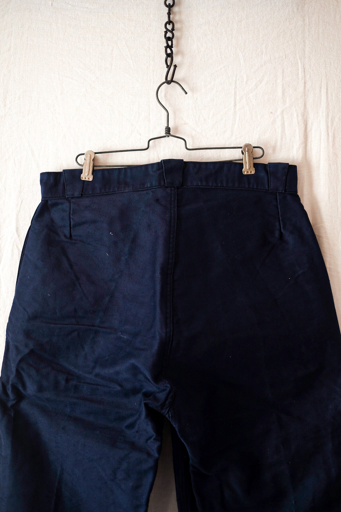 [~ 40's] French Vintage Blue Moleskin Work Pants "Dead Stock"