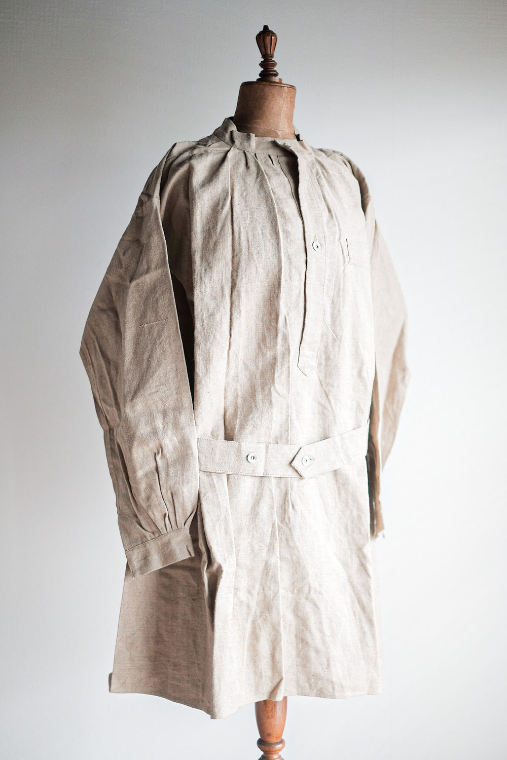 【~50's】French Army Bourgeron Linen Smock Hospital Military "Dead Stock"