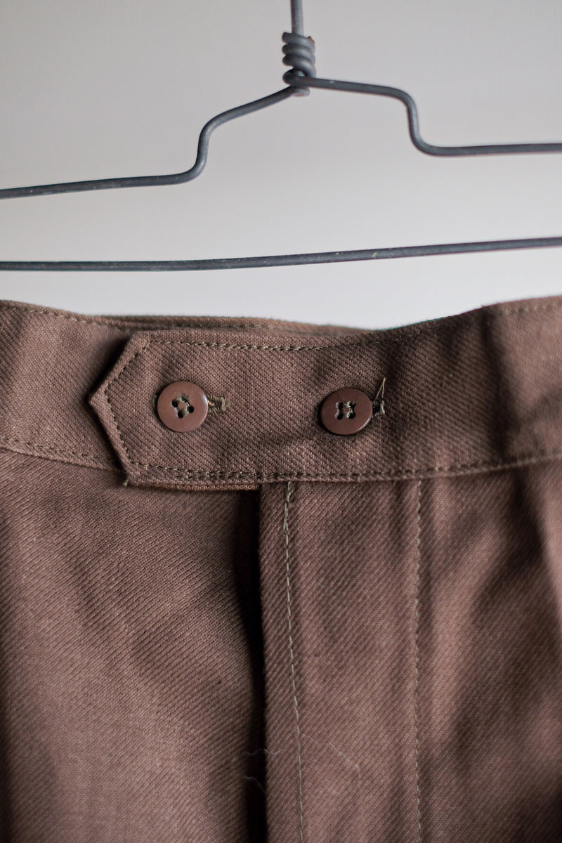 【~50's】French Vintage Brown Cotton Twill Work Pant "AUMOLINEL" "Dead Stock"