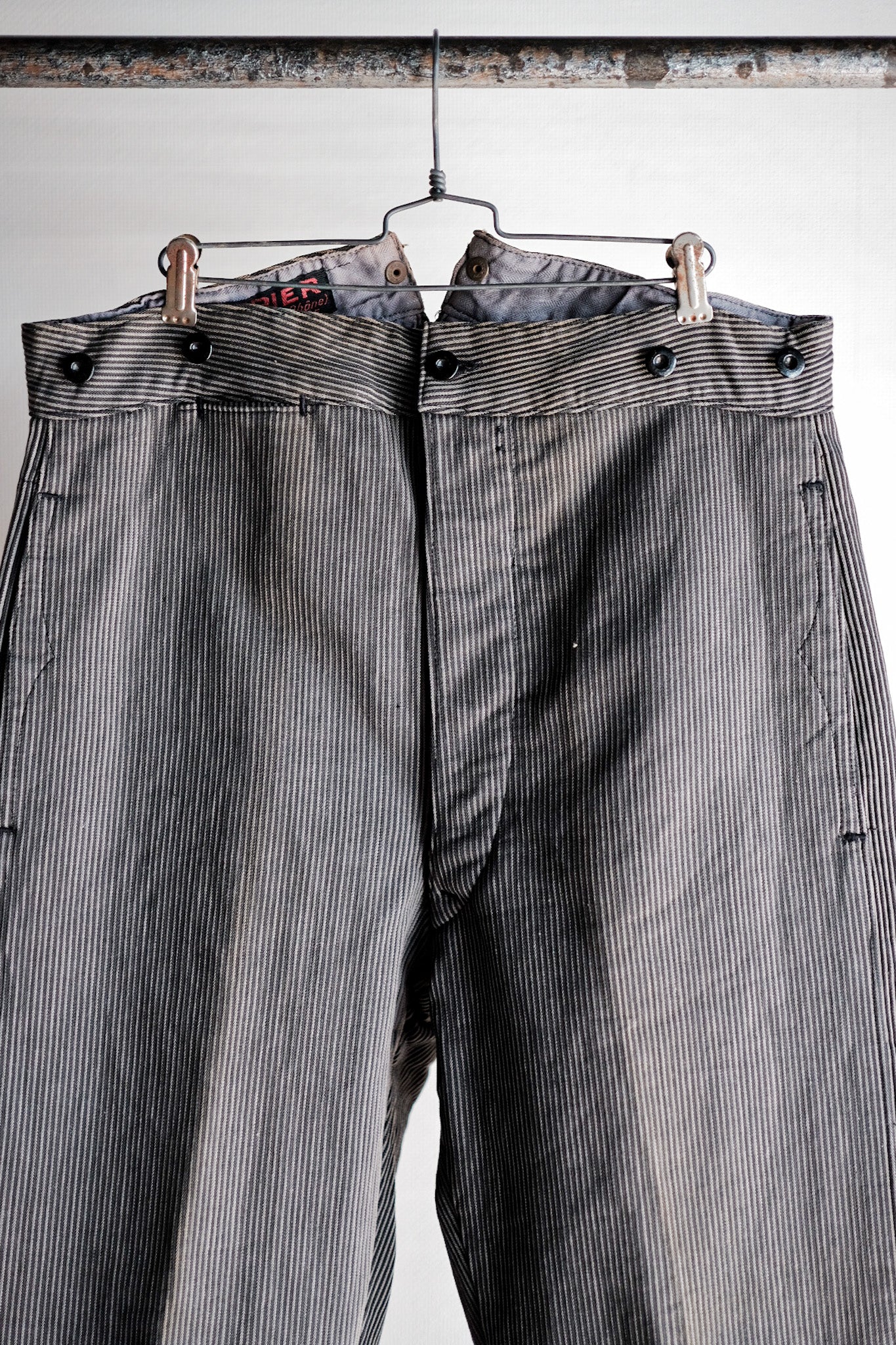 [〜30年代]法國復古棉花派式條紋工作褲“死庫存”