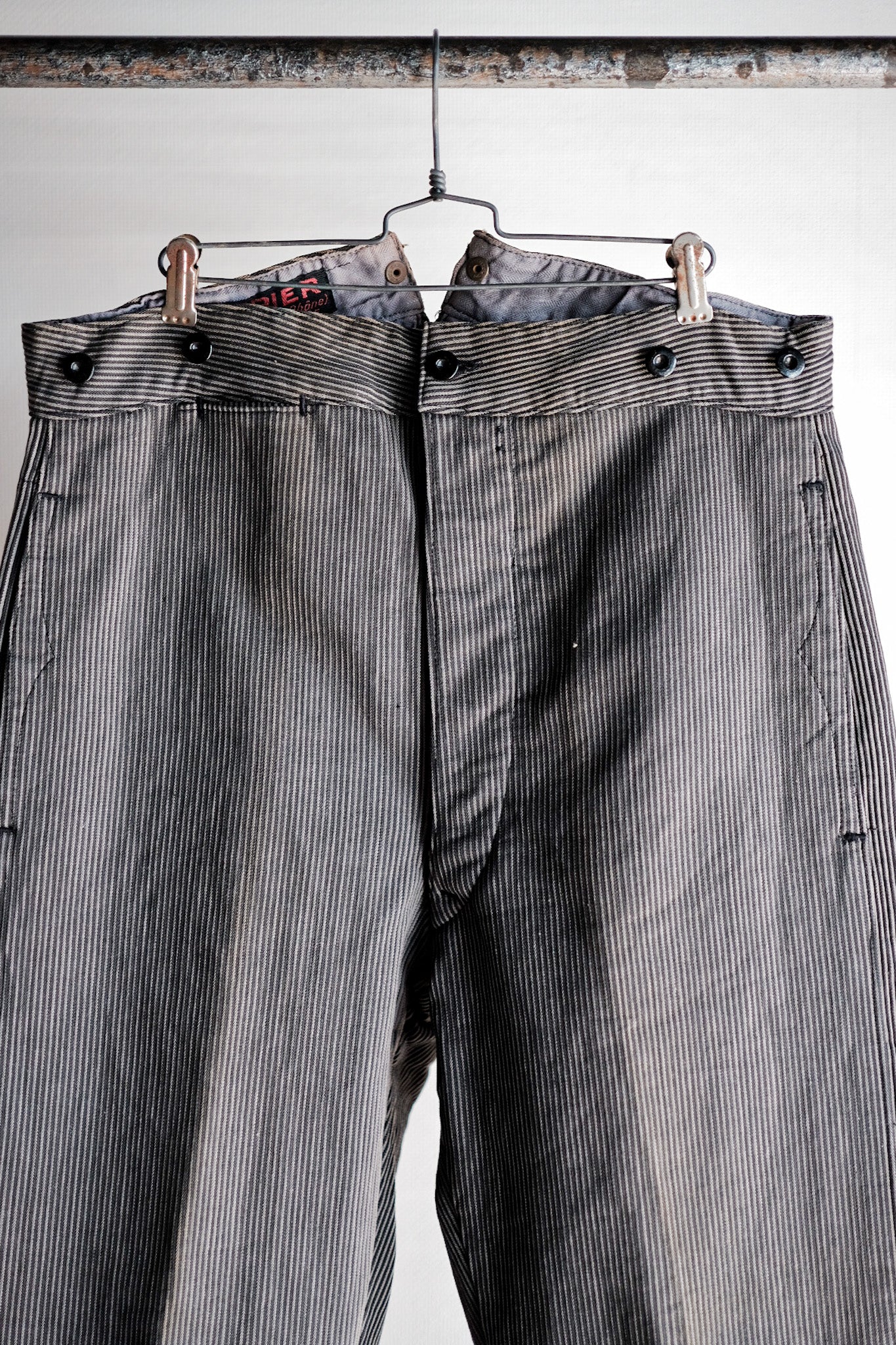 ［~30's］French Vintage Cotton Pique Striped Work Pants "Dead Stock"