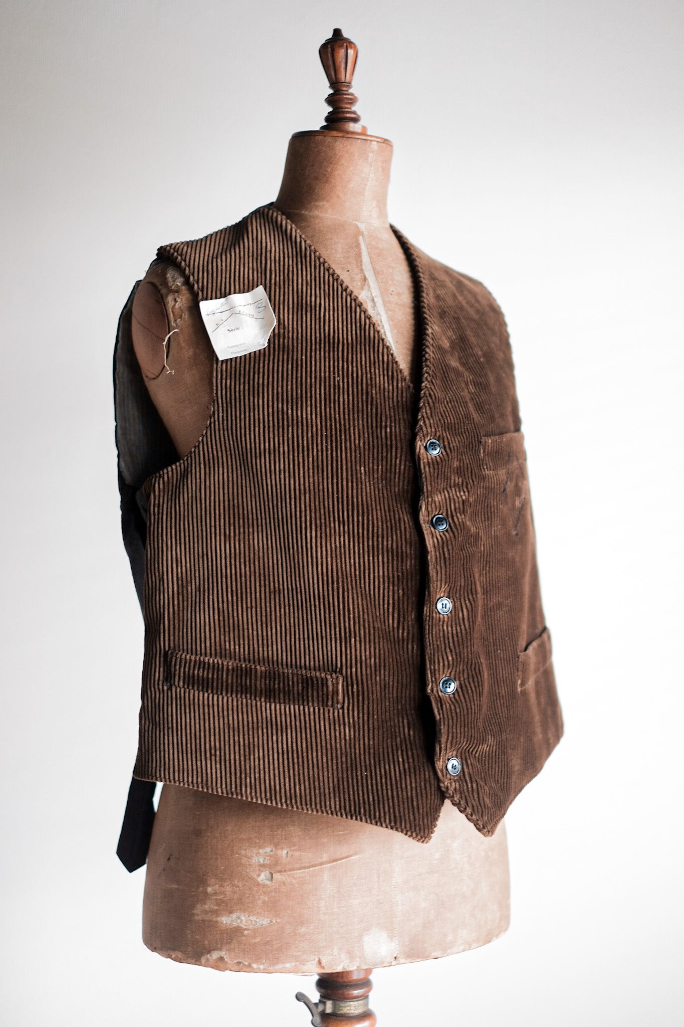 [~ 40's] French Vintage Brown Corduroy Work Gilet "Dead Stock"