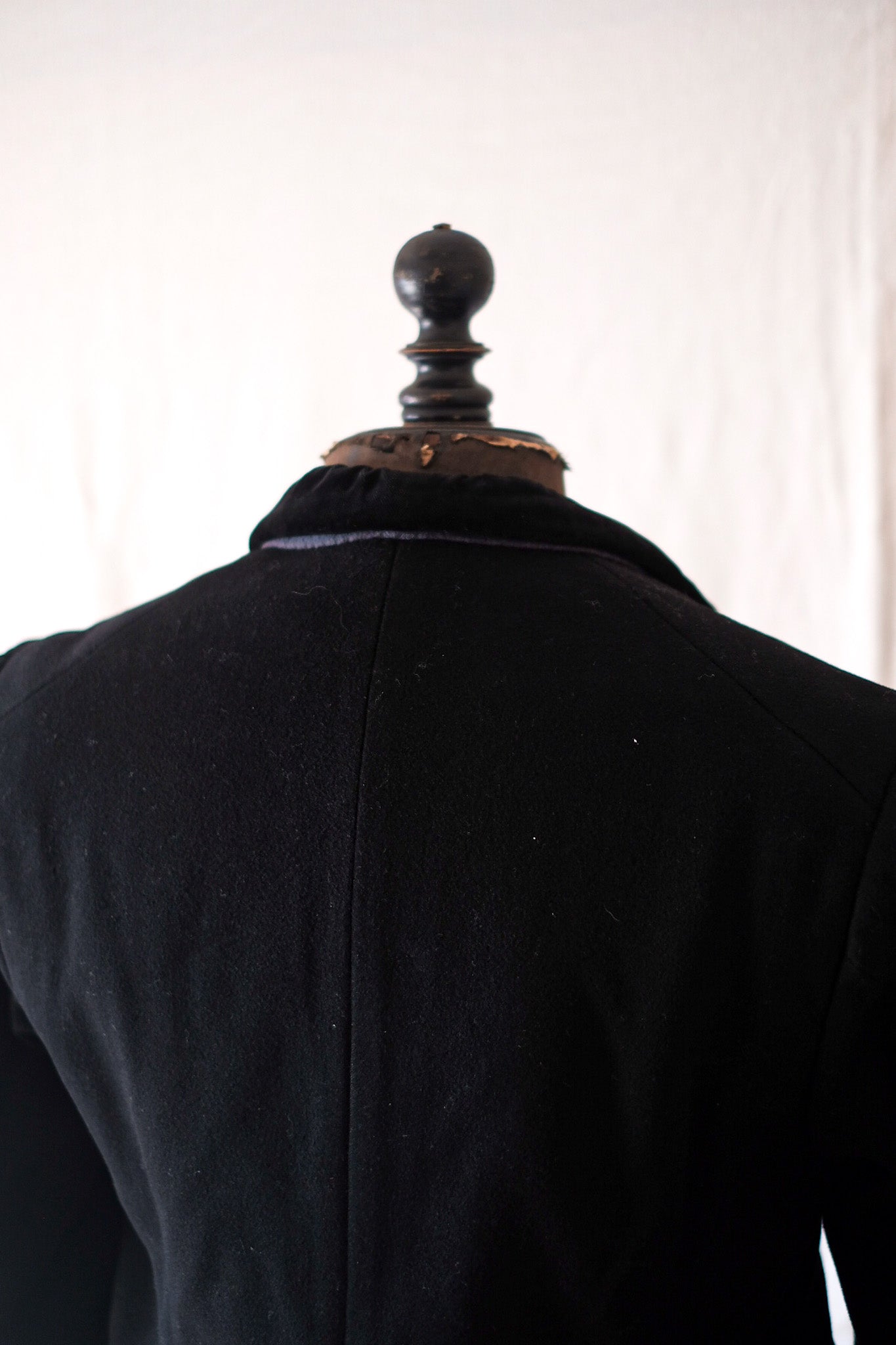 【~30's】Dutch Vintage Black Wool × Velor Sack Jacket