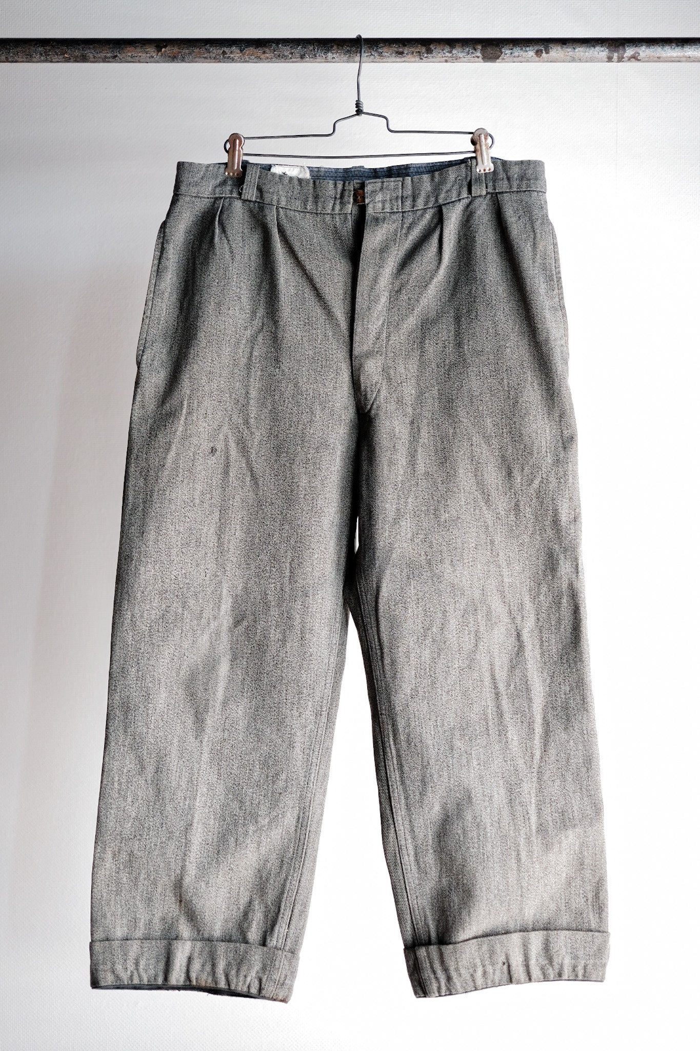 [~ 40's] French Vintage Black Chambray Work Pants