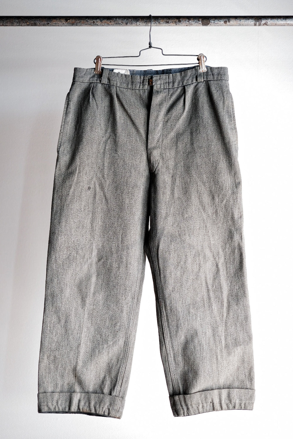 【~40's】French Vintage Black Chambray Work Pants